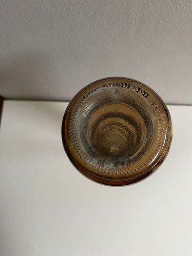 Vintage Amber Glass Vase With A Stacked Bubble Design