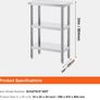 Stainless Steel Food Prep Table Commercial Kitchen Work Table 35.6x61 cm Image 2