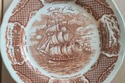 Brown and White Fair Winds Dinner Plate by Alfred Meakin