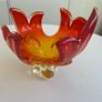 CHALET Lorraine 8 Splash 1960's Glass Canadian Bowl, Clear, Amber & Orange. Image 3