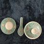 Vintage 4-Piece Chinese Jingdezhen Turquoise Gaiwan Tea Set, Plate & Spoon (1950s/70s) Image 3