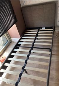 Lovely Sturdy Grey Fabric Single Bed Frame - Can Deliver