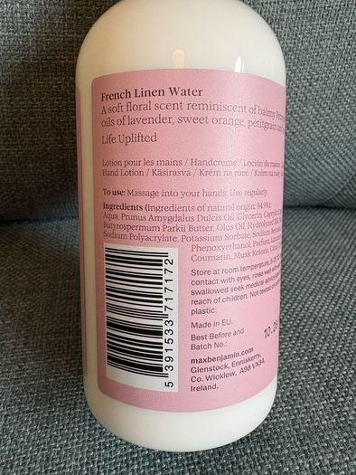 Max Benjamin French Linen Water Hand and Body Lotion