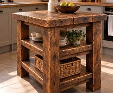 Handmade Rustic Solid Wood Kitchen Island