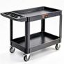 Utility Service Cart, 2 Shelf 249.5 kg Heavy Duty Plastic Rolling Utility Cart with 360 Swivel Wheels (2 with Brakes), Large Lipped Shelf, Ergonomic Storage Handle for Warehouse/Garage/Cleaning Image 8