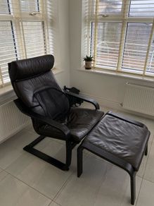 IKEA arm chair (LEATHER cover) and footrest
