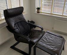 IKEA arm chair (LEATHER cover) and footrest
