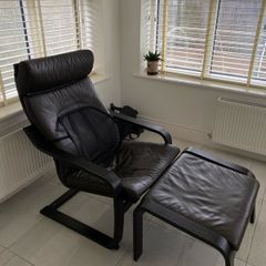 IKEA arm chair (LEATHER cover) and footrest