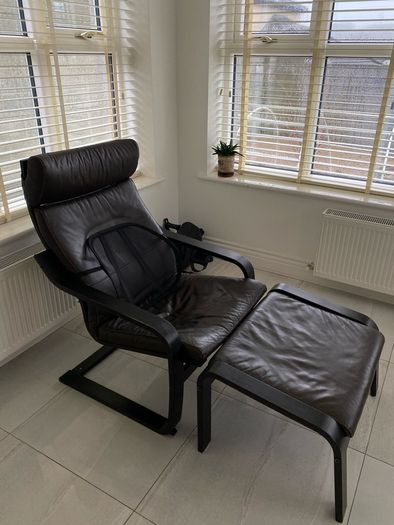 IKEA arm chair (LEATHER cover) and footrest