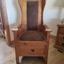 Rustic Pine Wingback Accent Chair with Storage Drawer (Lambing Style) Image 5