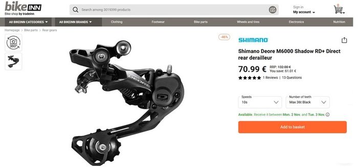 NEW Shimano RD-M6000 Deore 10s Shadow+ Rear Derailleur SGS