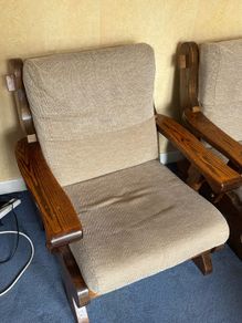 Pair of wooden armchairs