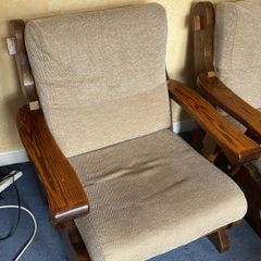 Pair of wooden armchairs