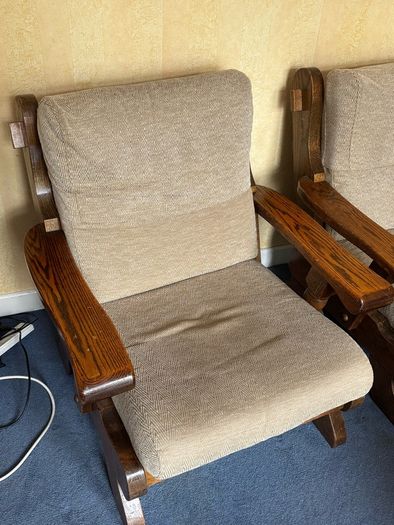 Pair of wooden armchairs