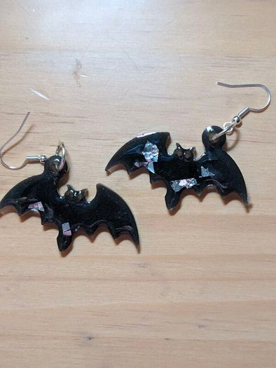 Handmade Halloween Bat Earrings