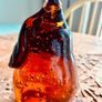 Large Vintage Amber Art Glass Pear Paperweight Hand Blown Bubble Glass Autumn Decor Image 3