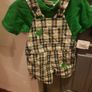 baby boys green checkered dungarees and polo Image 4