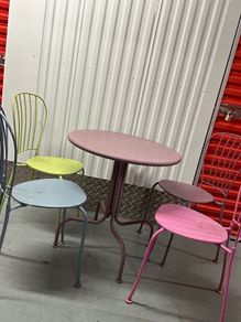 Garden or patio table and chairs.
