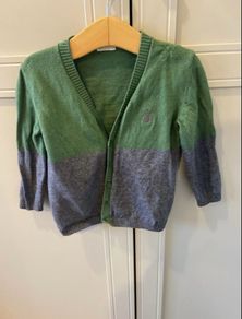 Benetton baby green & grey cardigan 9-12 months