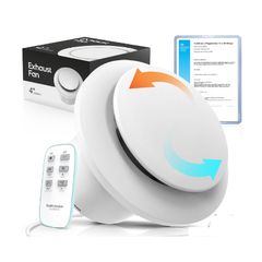 4 Inch Reversible Bathroom Extractor Fan, 6 Speeds, Remote Control, Status Indicator, Smart Memory, IPX4, Silent Ventilation Fan