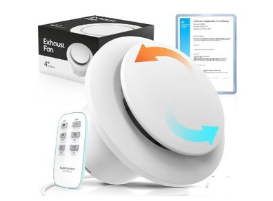 4 Inch Reversible Bathroom Extractor Fan, 6 Speeds, Remote Control, Status Indicator, Smart Memory, IPX4, Silent Ventilation Fan