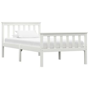 Bed Frame White Solid Pinewood 150 x 200 cm