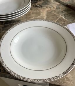 6 royal doulton  platinum soup bowls