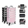 Cosmetic Case Makeup Trolley Beauty Suitcase Box Organizer - XL - Pink Image 2