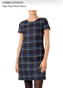 Hobbs and Moon 100% Wool Tartan Check Dress UK 12
