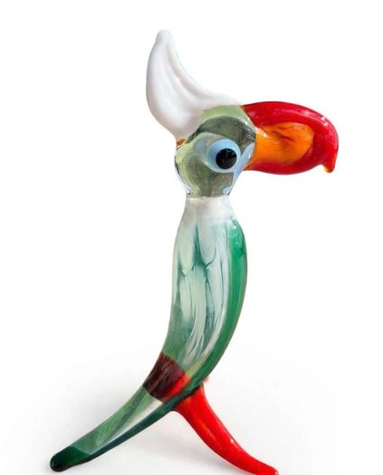 Vintage hand blown Murano art glass parrot