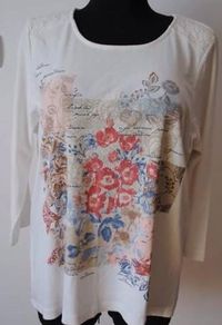 Bonmarche long sleeve printed cream top size UK20 EU48 Postage included