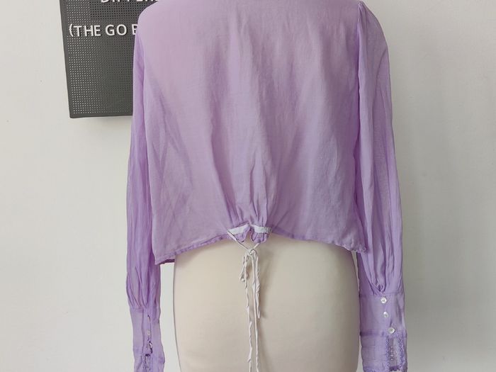 Antique vintage 1920s 1930s sheer cotton gauze hand embroidered folk boho blouse S bohemian rare