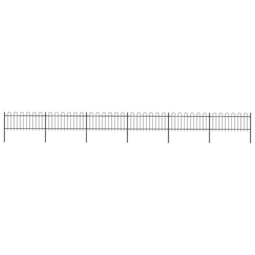 Garden Fence with Hoop Top Steel 10.2x0.8 m Black