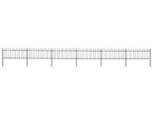 Garden Fence with Hoop Top Steel 10.2x0.8 m Black
