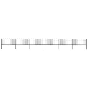 Garden Fence with Hoop Top Steel 10.2x0.8 m Black