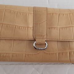 New genuine Monsac camel leather wallet tag attached
