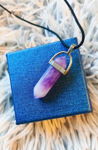 Amethyst crystal pendant necklace
