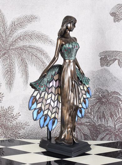 Art Nouveau Villa Tiffany Table Lamp Handcrafted Stained Glass Lady Lamp
