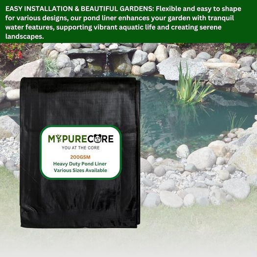 Pond Liner Various Sizes Heavy Duty HDPE Material - UV & Tear Resistant, Flexible for Koi & Fish Pools, Water Gardens