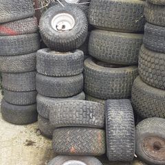 Selection of Tyres and wheels for ride on mowers.