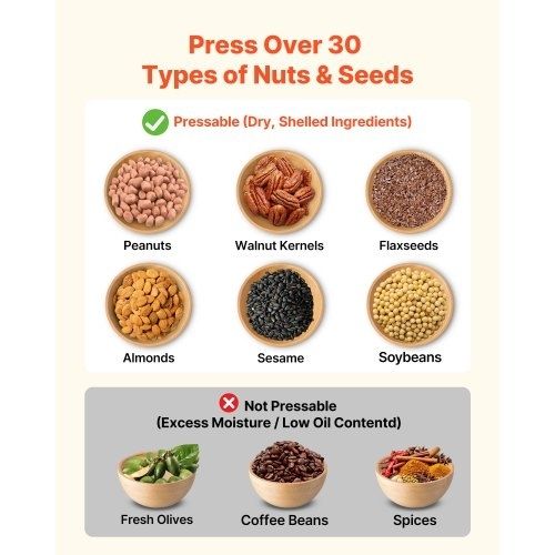 Oil Press Machine, 3.75KG/H Capacity, 750W Oil Extractor Machine, Automatic Electric Oil Maker for Home Commercial Use, 50c-300c Hot Pressing for Peanuts Sesames Soybeans Almonds
