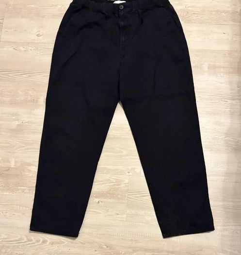 Black Relaxed Fit Trousers Elastic Waist XL