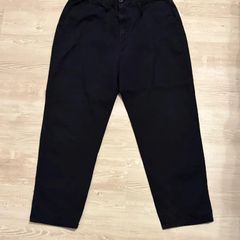 Black Relaxed Fit Trousers Elastic Waist XL