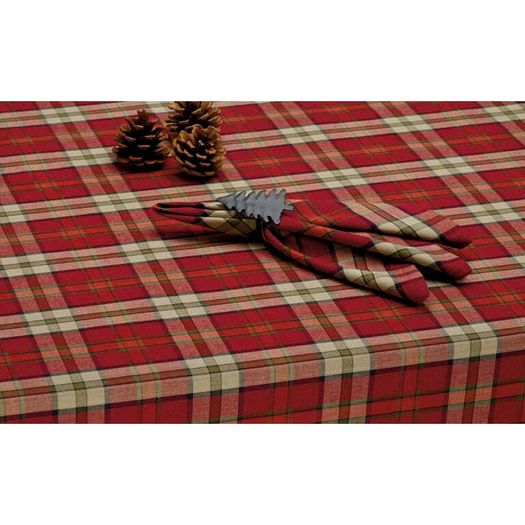 DII Christmas plaid , 4-6 seats  Tablecloth  for Holiday, Family Gatherings, & Christmas Dinner, 100% Cotton , Campfire style  132.1cm (L) x 132.1cm (W ) (52 x 52 in)