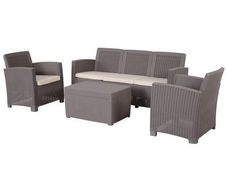 Outdoor-5Seater Garden PP Rattan Effect Furniture Set w/ Cushion Grey