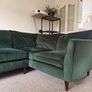 Large Green Velvet Corner Sofa. Excellent Condition Image 4