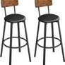 Set of 2 Industrial Bar Stools Rustic Vintage Brown and Black Kitchen Breakfast Bar Chairs Image 2