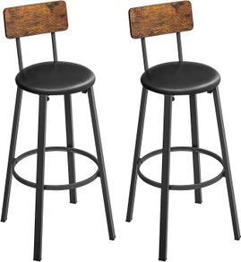 Set of 2 Bar Stools Industrial Design Easy Assembly