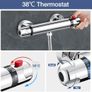 Thermostatic Shower Mixer Bar Wall Mounted Shower Mixer Tap Chrome Brass Shower Thermostatic Mixer Valve, 38Deg C Anti Scald Shower Bar Mixer Valve Intelligent Constant Temperature Exposed for Bathroom Image 2
