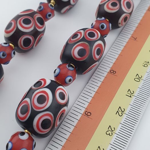 Antique Venetian Style Eyes Glass Big Beads Necklace
